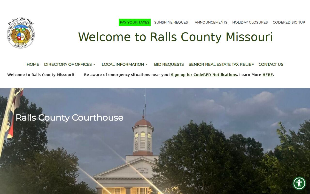 Ralls County official homepage with courthouse contact details
